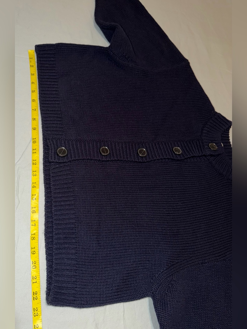 FRAME Chunky Femme Wool Cashmere Rib Knit Cardigan Navy S - Picture 10 of 12